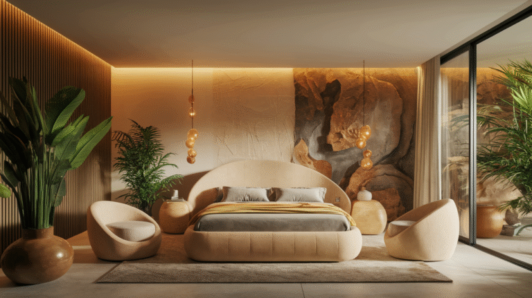 A well decorated bedroom